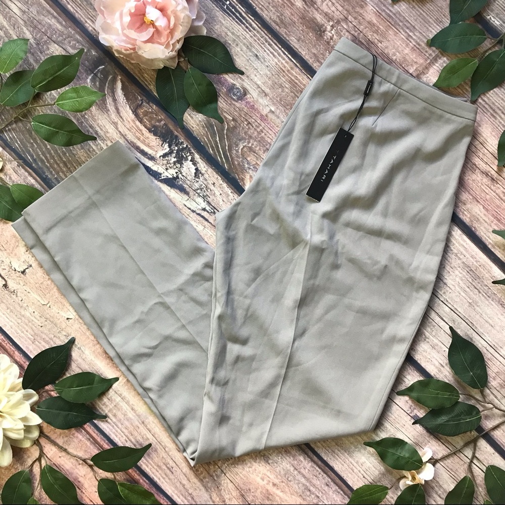 T Tahari Pessa Pant Slack NWT Beige Work Pants Wide Leg $120